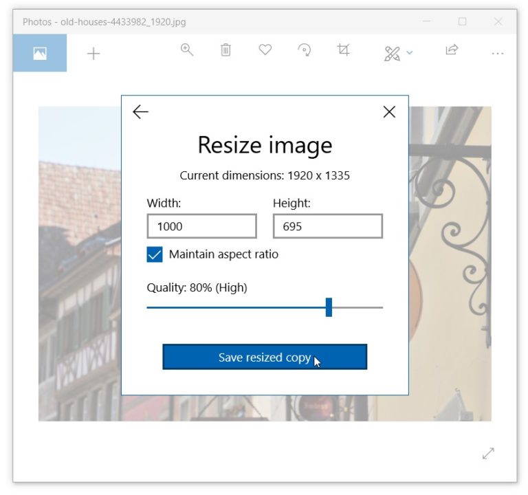 how to resize images on windows 10